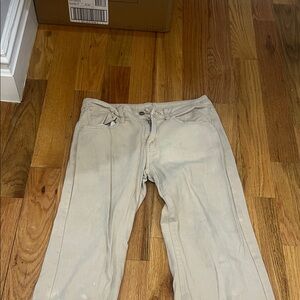 Straight Leg Women's Jeans in Light Beige